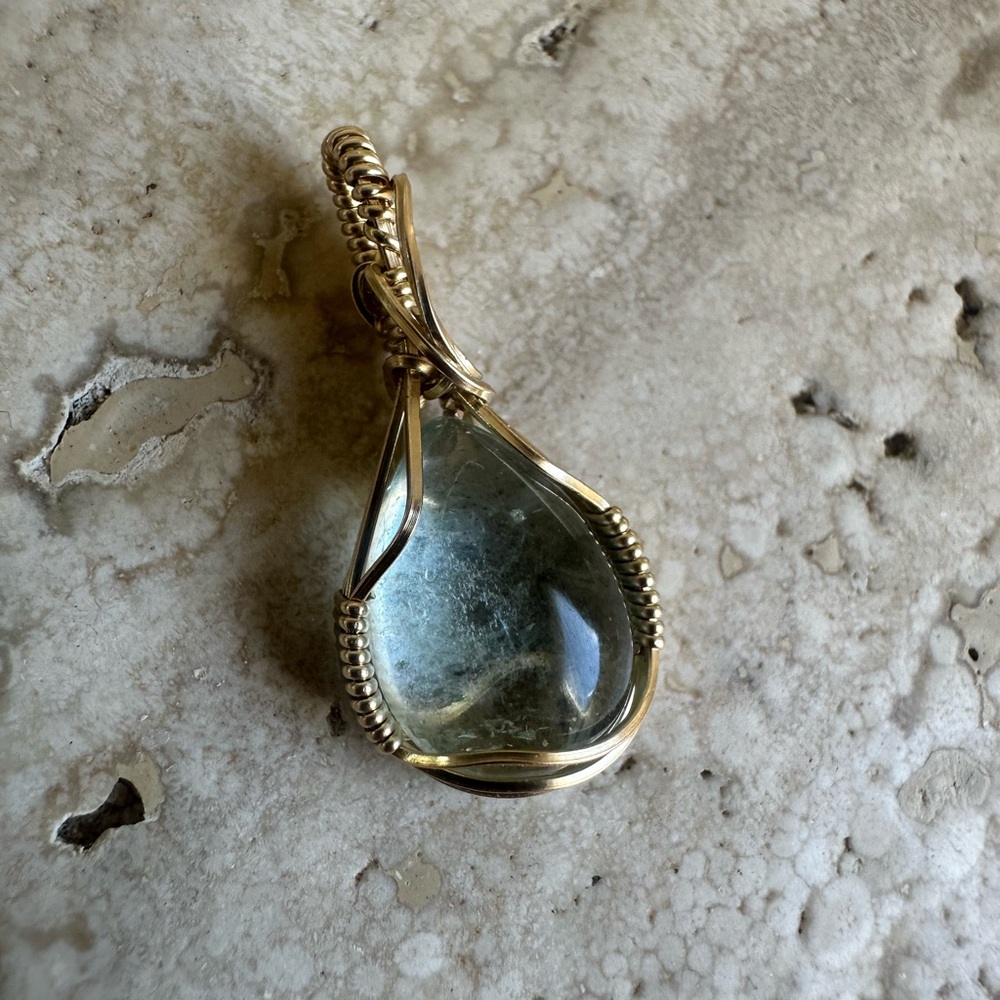 14k Gold Filled Aquamarine Necklace Pendant